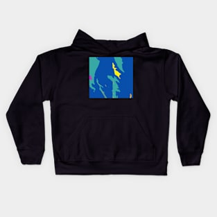 Paint spatters in blue teal yellow Kids Hoodie